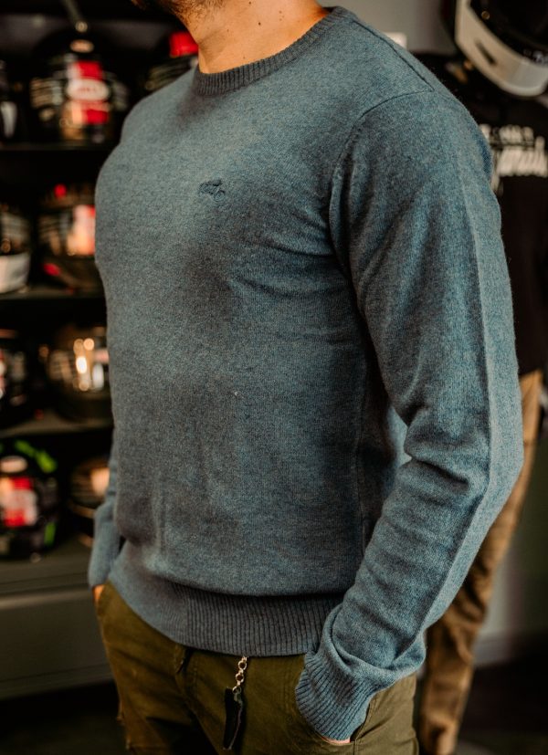 Sueter Royal Enfield Flatknit Crew Azul