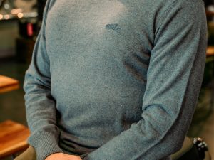 Sueter Royal Enfield Flatknit Crew Azul