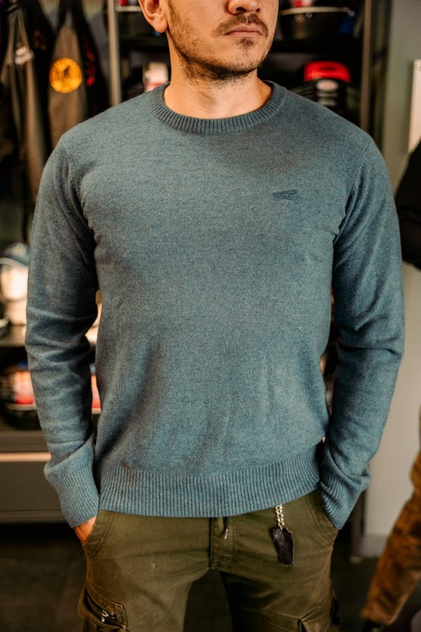 Sueter Royal Enfield Flatknit Crew Azul